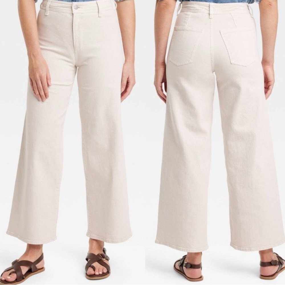 Universal Thread Ecru High-Rise Sailor Wide Leg Ankle Jeans